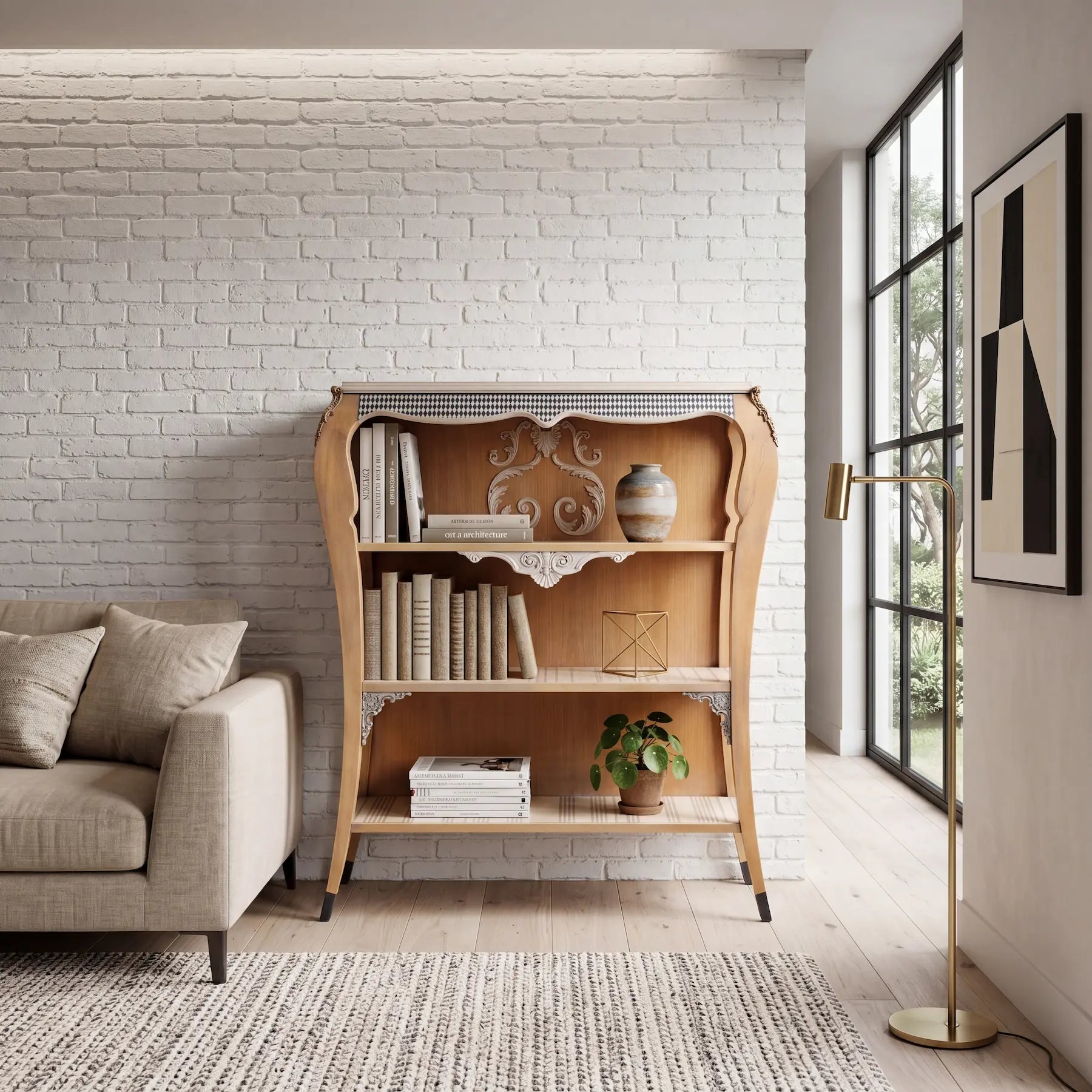 Wooden bookcase Araña | Designer open shelving unit – Lola Glamour
