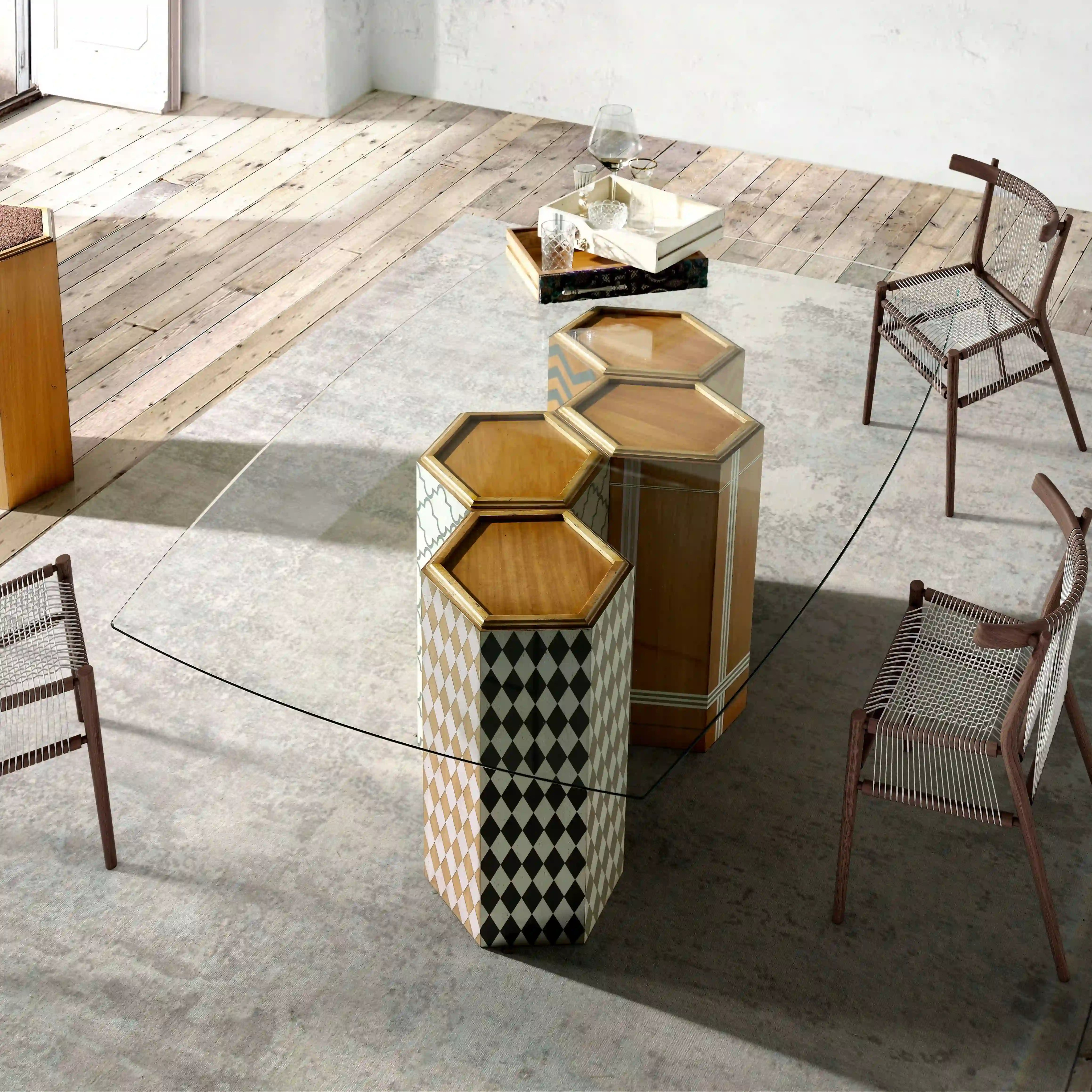 Hexagonal dining table base