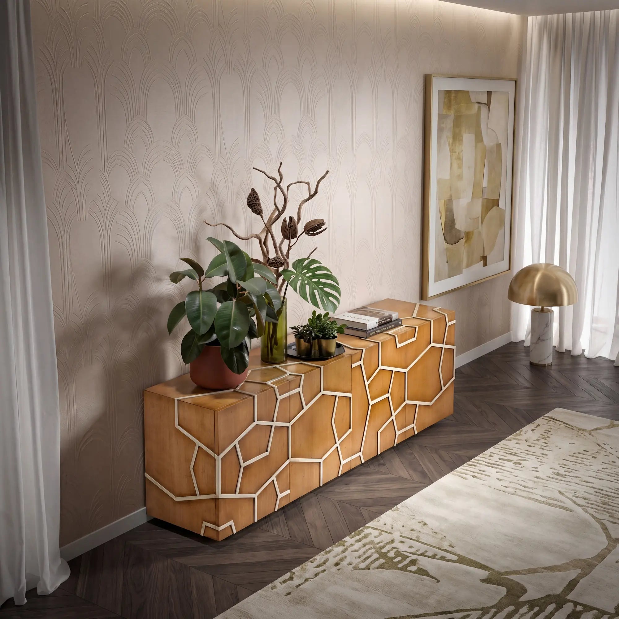 Aparador Araña en ambiente decorativo con interiorismo contemporáneo