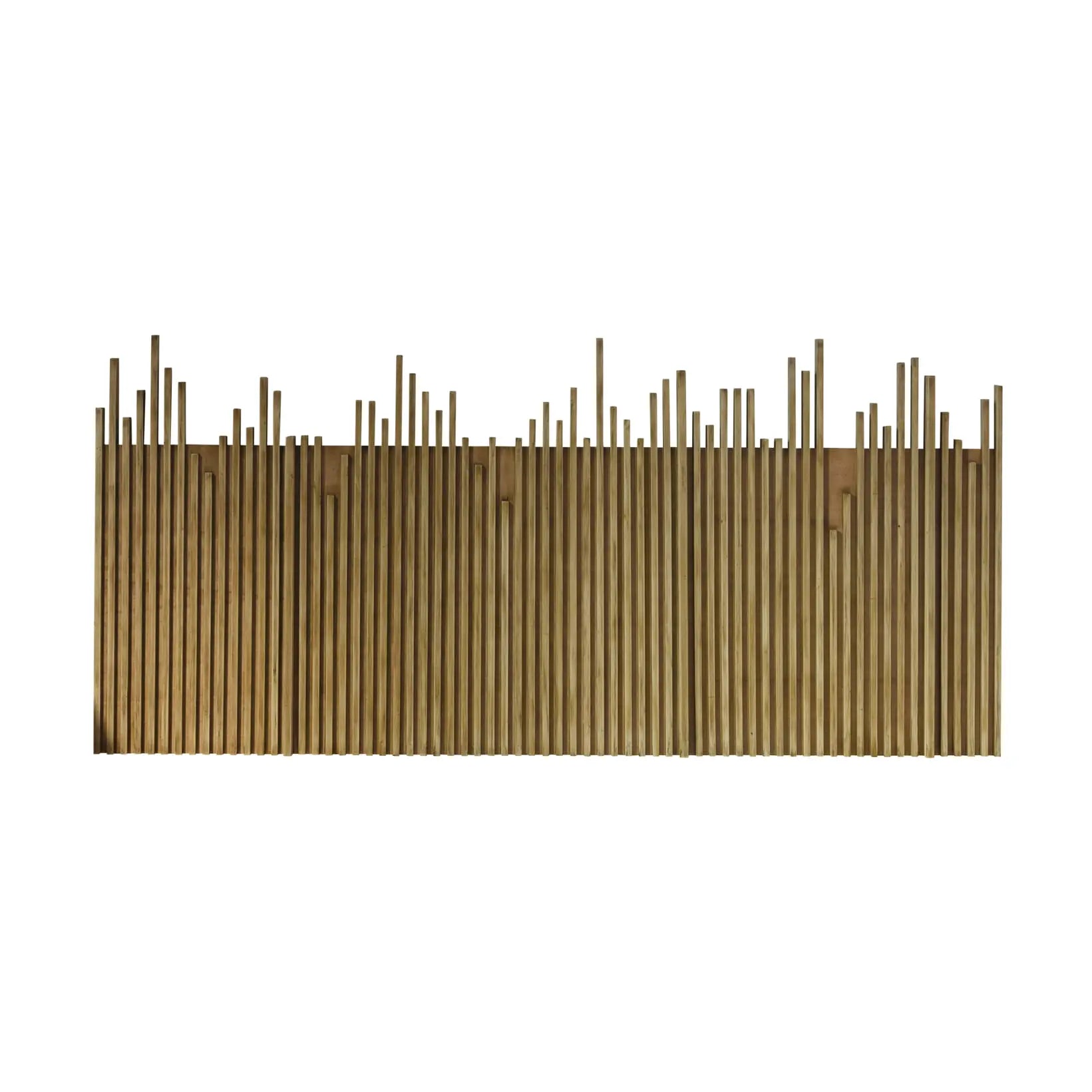 Cabecero Wave de madera artesanal con diseño escultórico inspirado en un skyline.