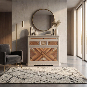 cómoda escritorio Gastón cerrada colocada en salón moderno