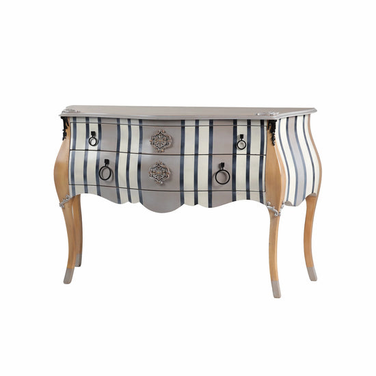 cómoda Santino de madera con diseño de rayas