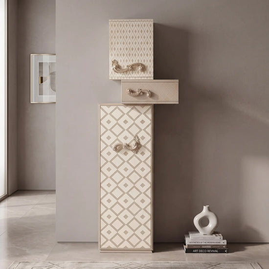 Composición Cali en un recibidor contemporáneo con estética elegante y serena.
