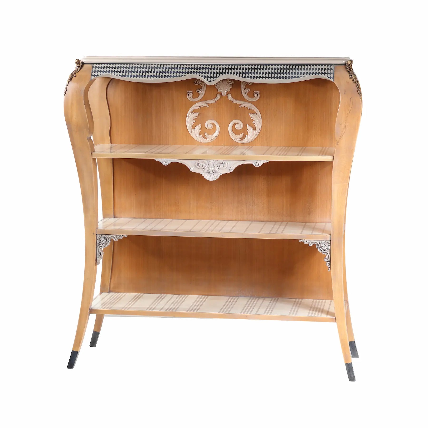 librero Arco de madera con diseño clásico y estanterías abiertas sobre fondo blanco