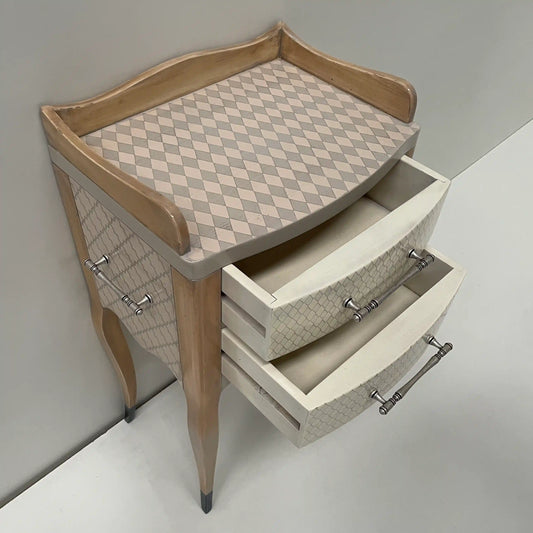 Mesita Arlequín 2 mueble artesanal con dos cajones