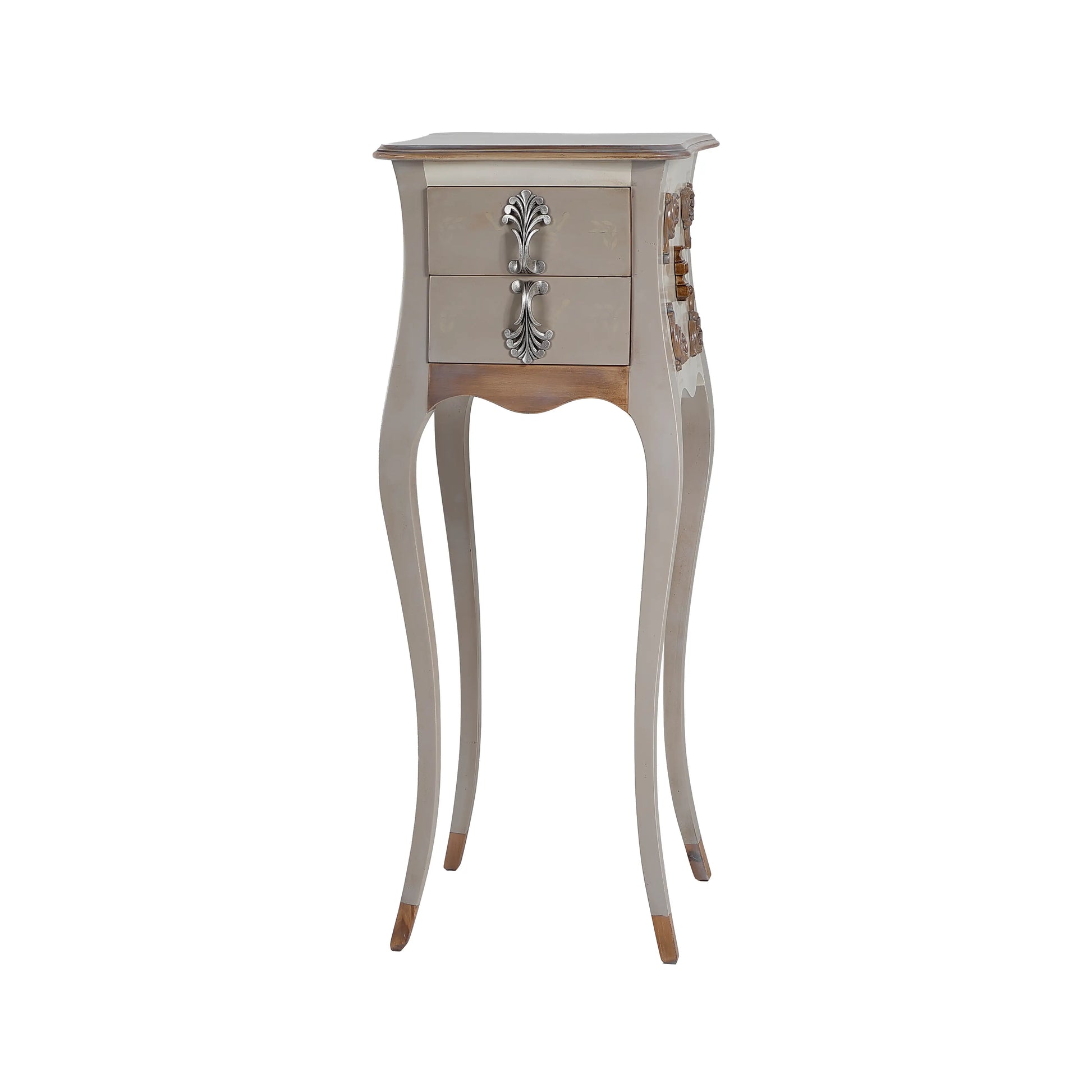 Mesita Maxi de diseño alto con patas curvas y acabado en madera