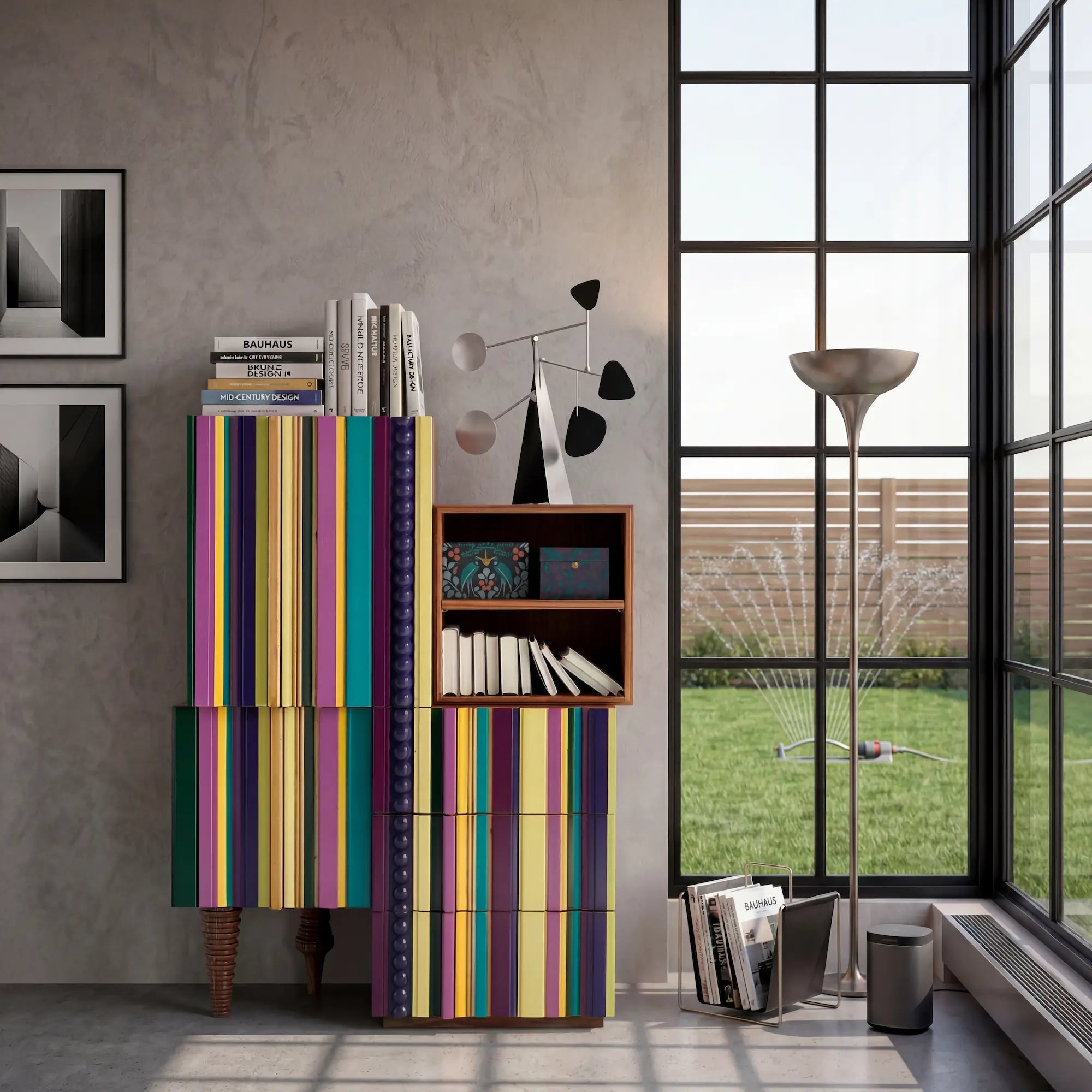 mueble auxiliar para entrada o salón con colores atrevidos en ambiente