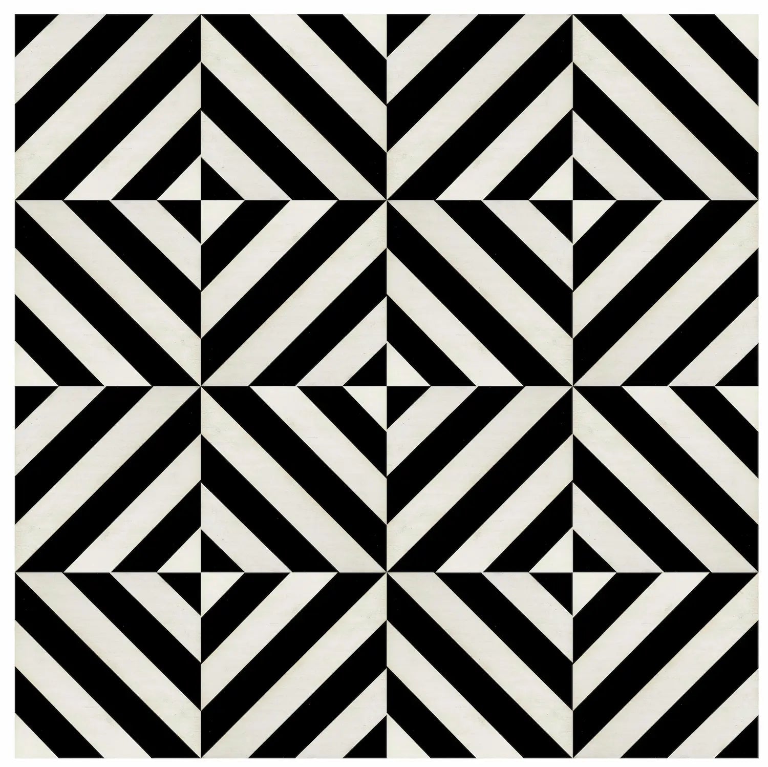 Revestimiento 05 con composición geométrica modular en blanco y negro, fabricado en aglomerado y contrachapado de cerezo