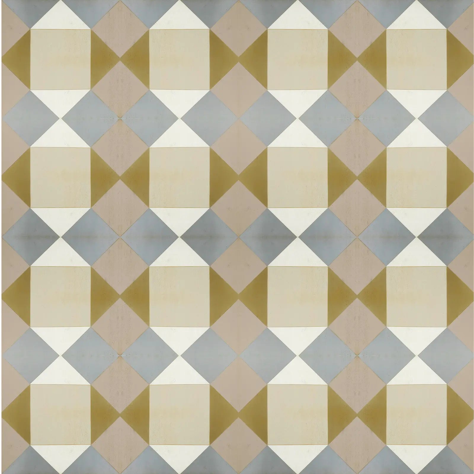 Detalle del Revestimiento 09 con diseño geométrico en tonos beige, gris, blanco y dorado
