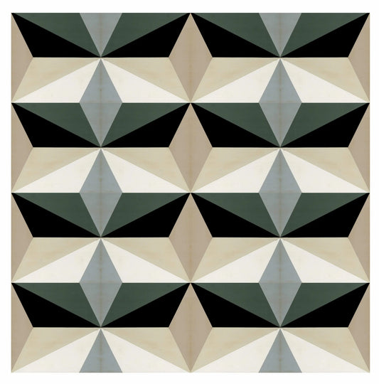 Composición del Revestimiento 10 de Lola Glamour en madera de cerezo con diseño geométrico
