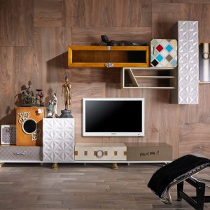 ambiente salon con mueble de tv tetris