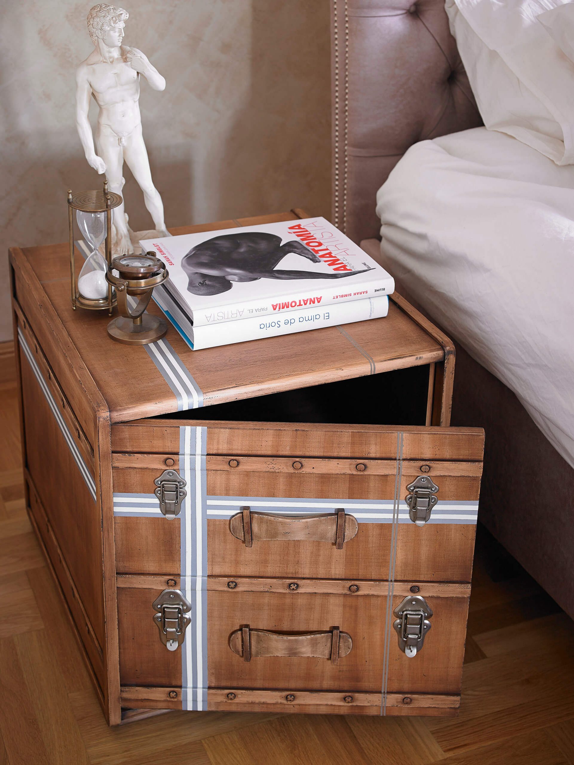 Suitcase bedside table deals