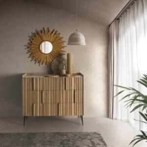 Lolahome Cómoda Beige De Metal Y Mdf Cubo