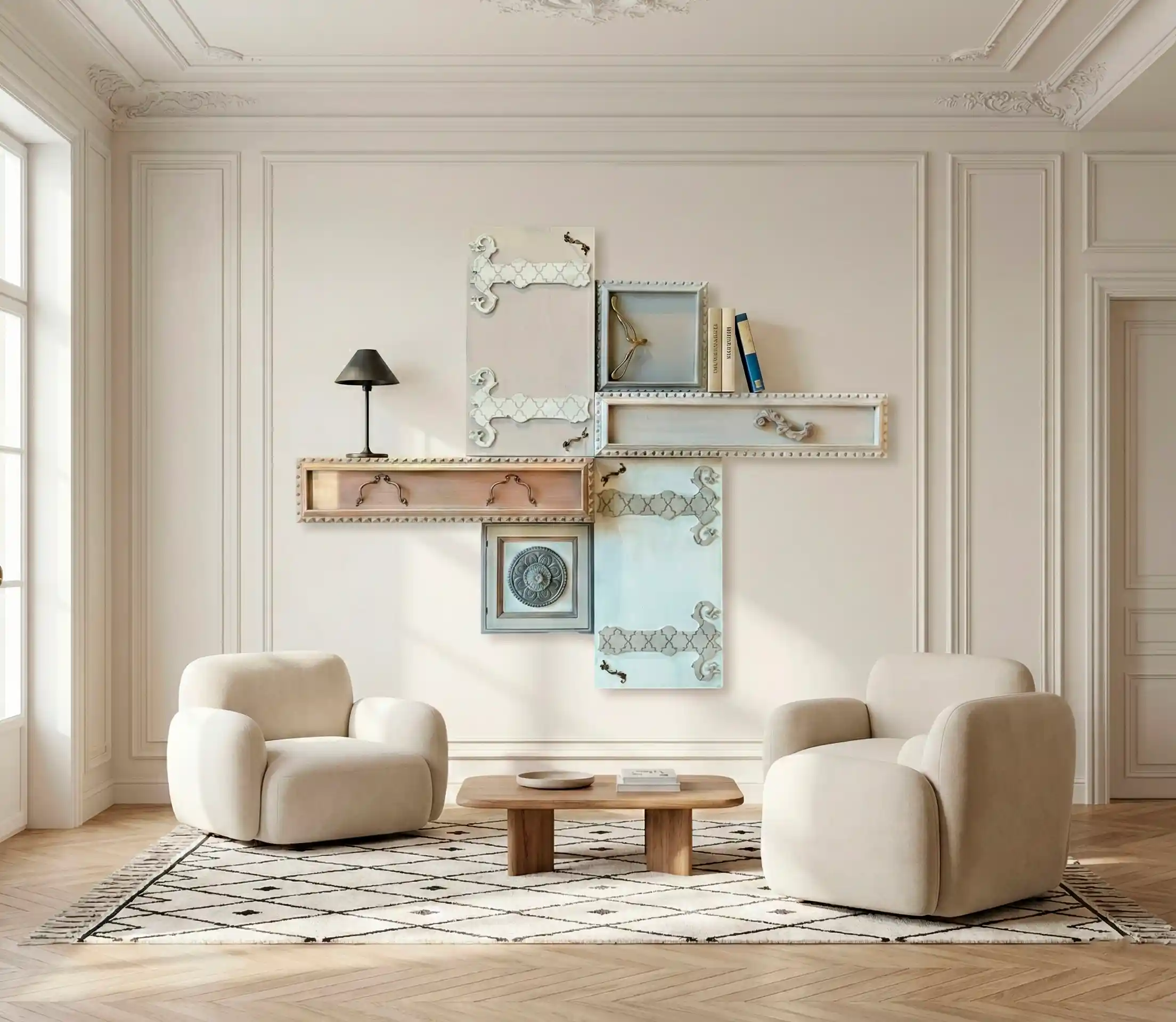 Fotografía de la consola arcadia de Lola Glamour tomada en un salón estilo parisino contemporáneo