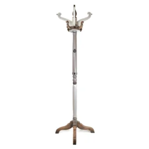 perchero D’Avorio de madera con base tripodal y acabado artesanal, vista frontal sobre fondo blanco