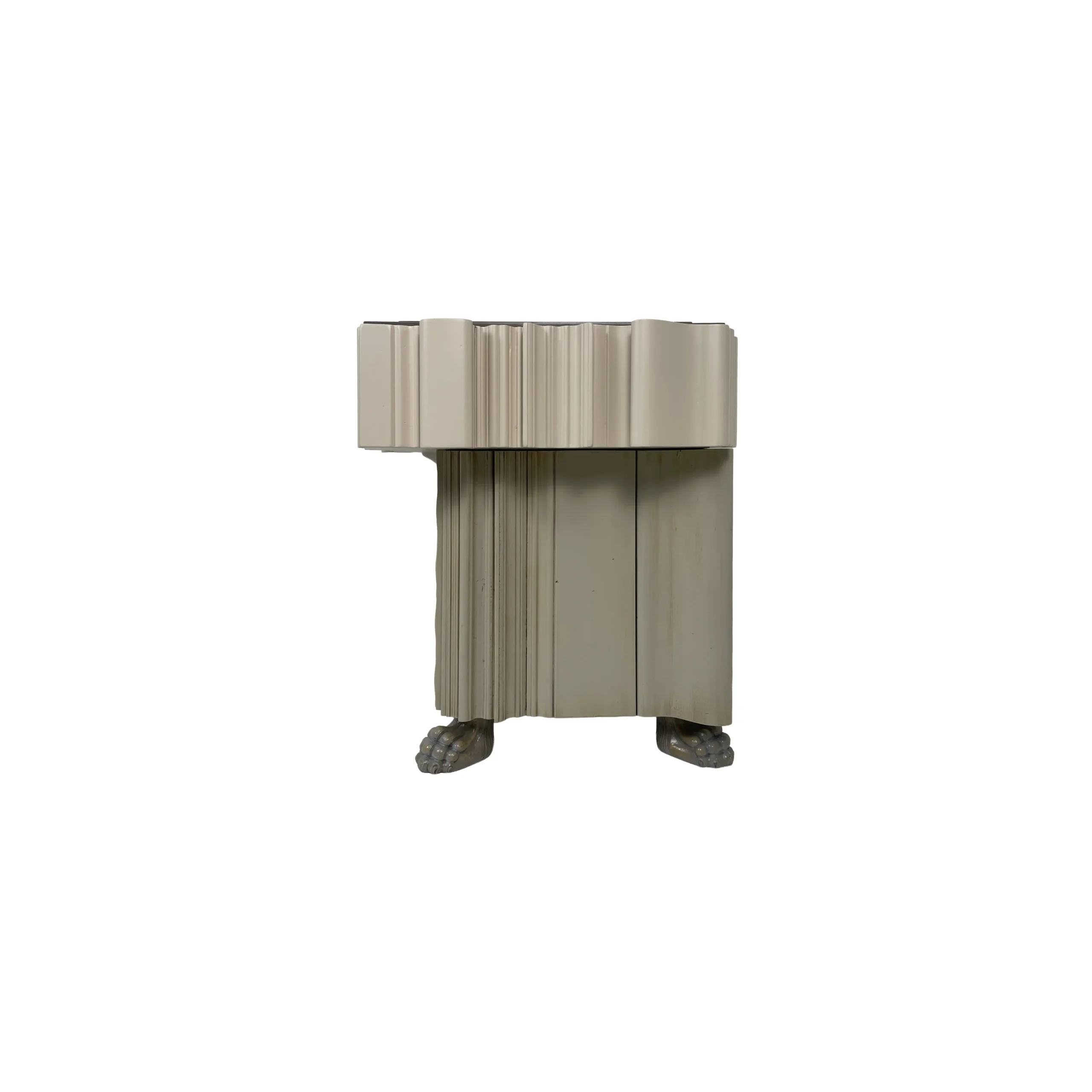 Mesilla Bosco con puerta inferior abierta y acabado lacado crema