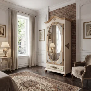 armario elegante con espejo ovalado para decorar tu dormitorio con personalidad